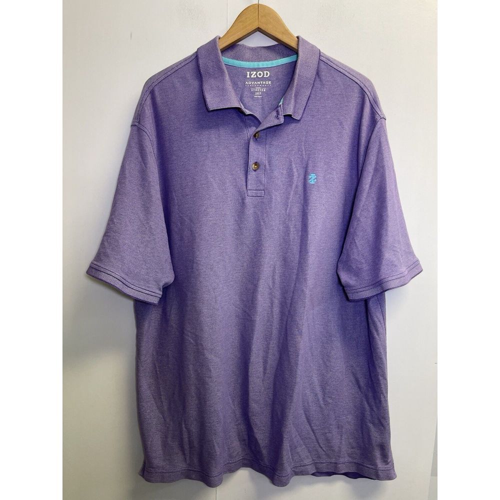 IZOD Advantage Performance Polo Shirt Men's 2XLT Purple Heather Cotton Blend‎